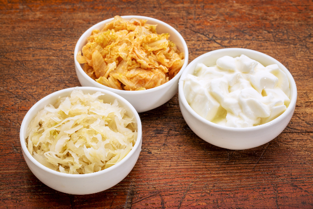 sauerkraut kimchi yogurt probiotic fermented food microbiome